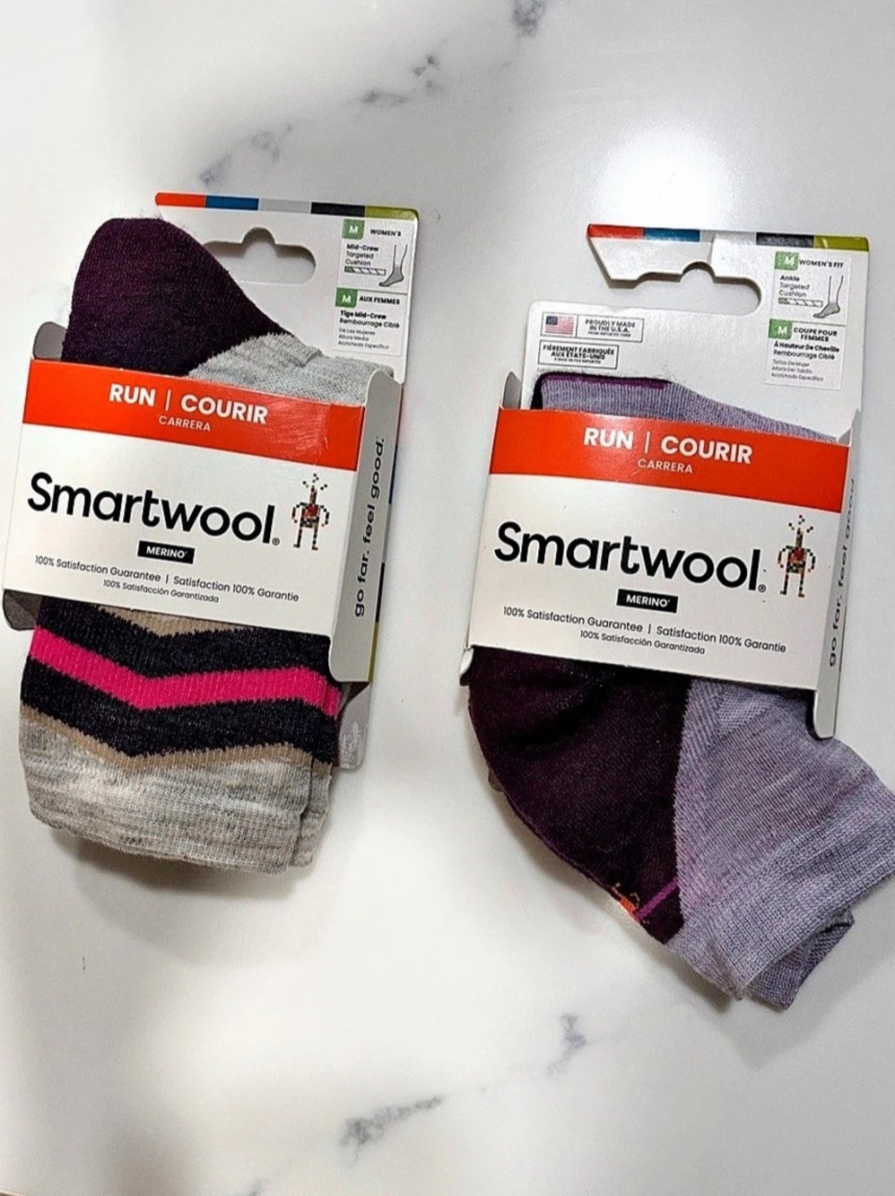 Smartwool Merino Wool Running Socks 2 Pairs Size M